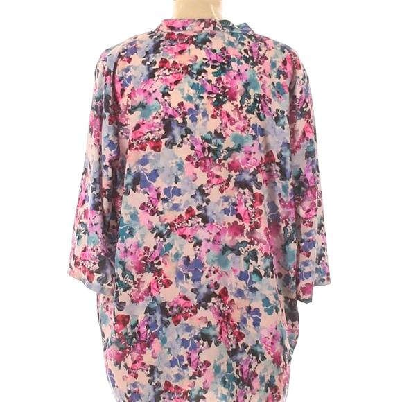 Lark & Ro Women’s Floral 3/4 Sleeve Faux Wrap Blouse - Size Large - Draped Front - Picture 6 of 8